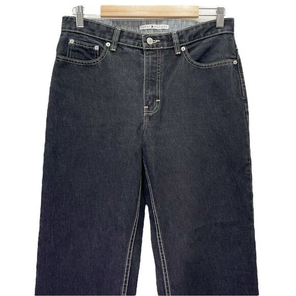 Tommy Hilfiger Vintage Y2K Black Wash Straight Leg Baggy Triple T Jeans Size 10 - Picture 4 of 11